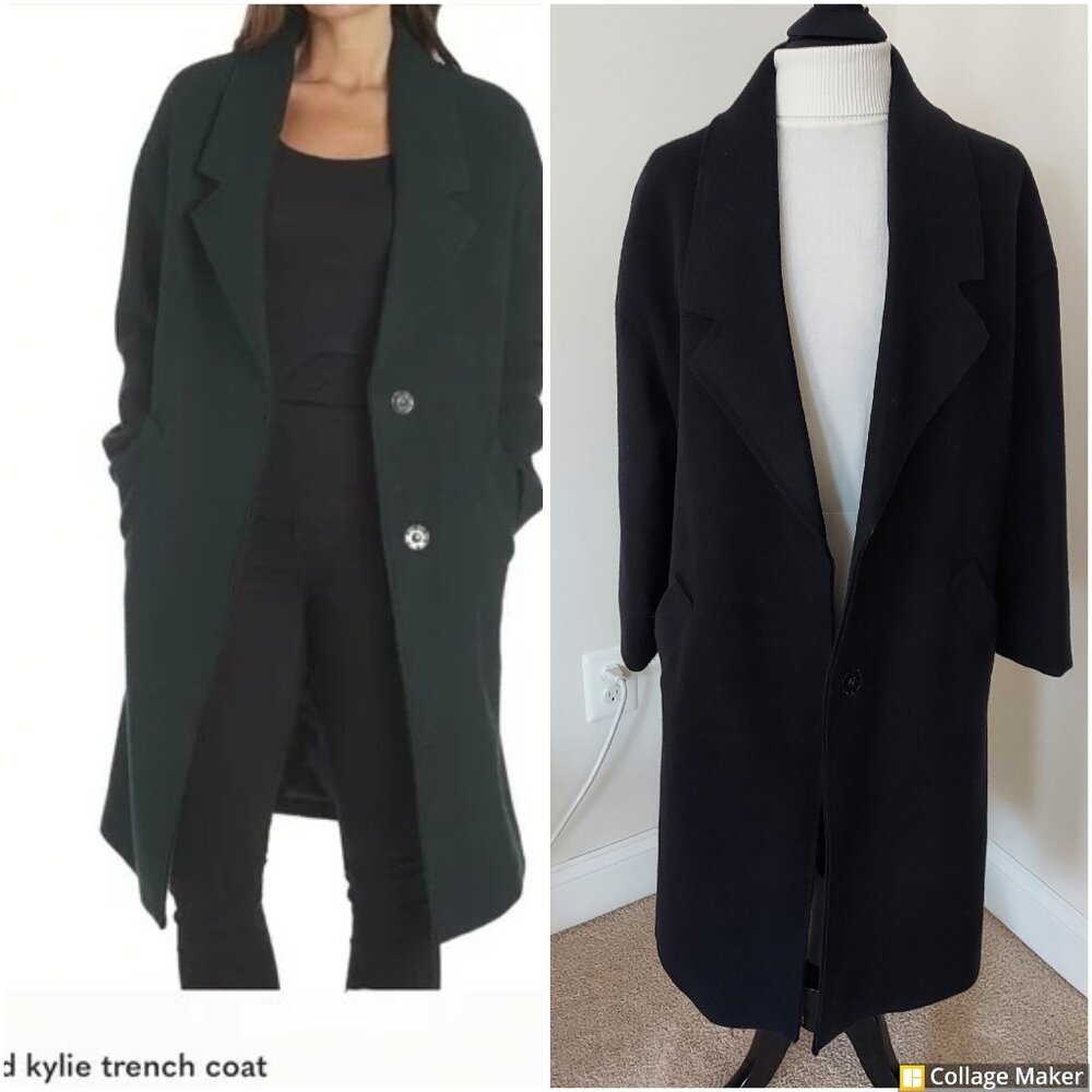 Kendall & Kylie dark black trench coat. Sz L.